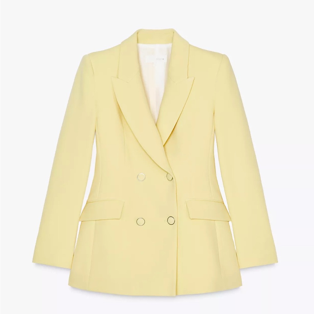 Zara Light Yellow Double-Breasted Blazer